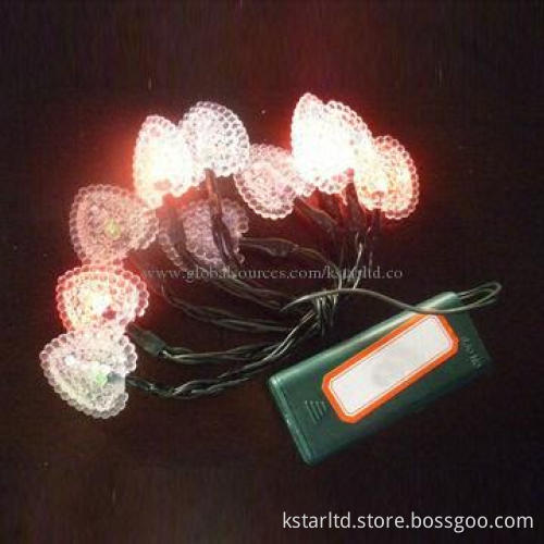 2AA battery light with 10pcs multi-color LED and corn kernels heart decoration